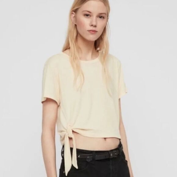 NWT All Saints Tujen Cropped T Shirt Top - Picture 1 of 11